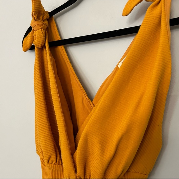 NWT Free People Beach Rodeo Ribbed Mini Dress in Mustard Yellow - Picture 6 of 7